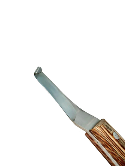 Equine Tools Direct J2 420 Magnetic Stainless Steel Right-Hand Curved Hoof Knife with Wooden Handle, Professional Farrier Hoof Trimming & Cleaning Tool