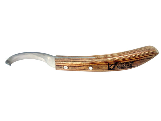 Equine Tools Direct J2 420 Magnetic Stainless Steel Right-Hand Curved Hoof Knife with Wooden Handle, Professional Farrier Hoof Trimming & Cleaning Tool