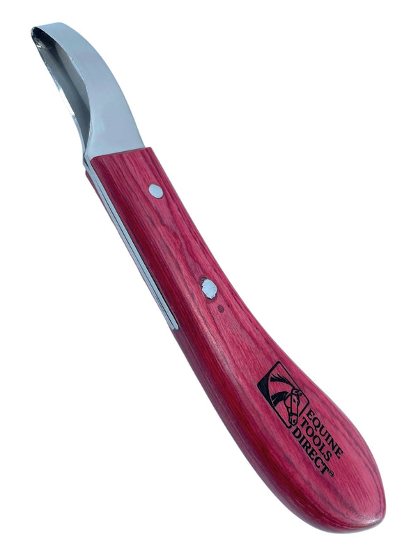 Equine Tools Direct Right-Hand Loop Hoof Knife – J2 420 Magnetic Stainless Steel, Ergonomic Non-Slip Red Handle, Professional Farrier Trimming Tool