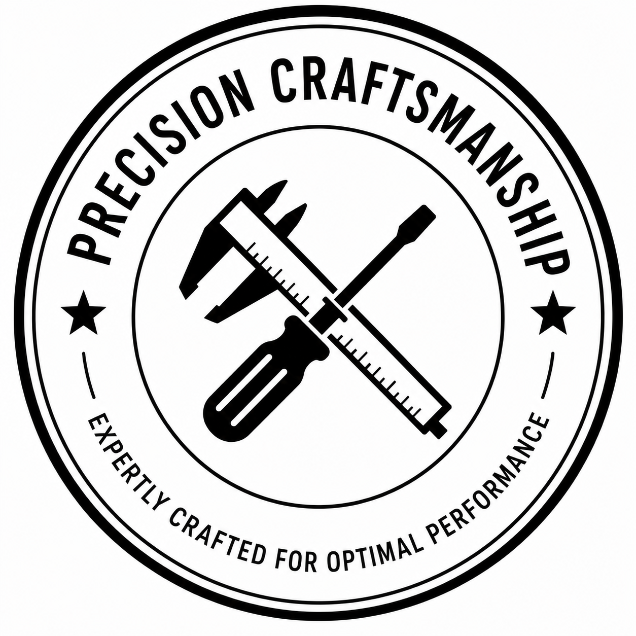 Logo with tools and 'Precision Craftsmanship' text on a white background