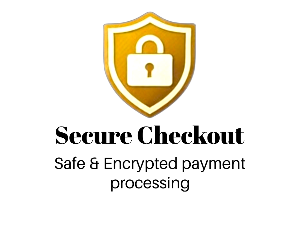 Secure checkout logo with shield and lock icon on a white background