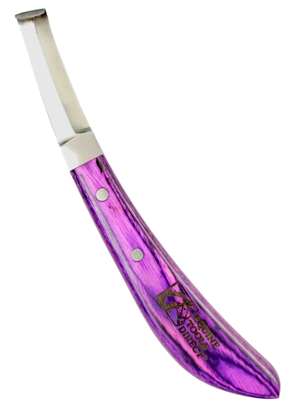 Equine Tools Direct J2 420 Magnetic Stainless Steel Double-Edge Right-Hand Hoof Knife with Purple Handle, Professional Farrier Tool