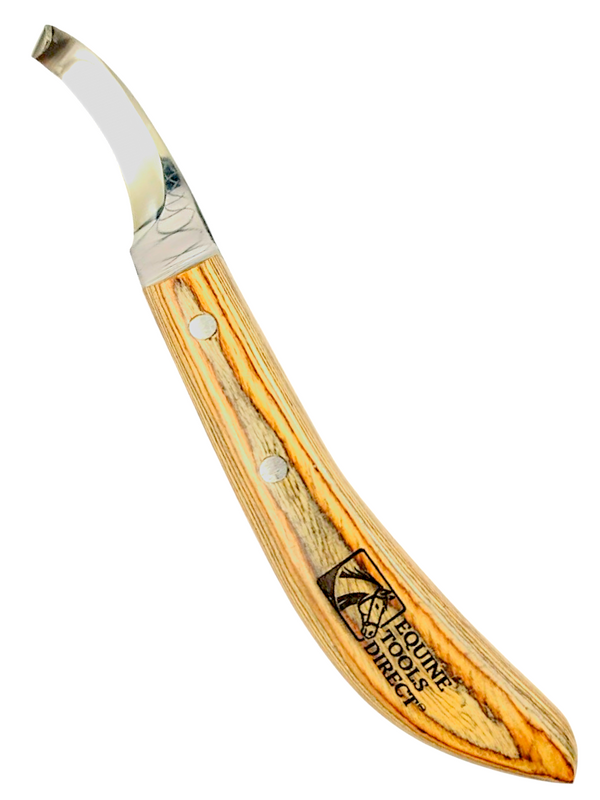 Equine Tools Direct J2 420 Magnetic Stainless Steel Right-Hand Curved Hoof Knife with Wooden Handle, Professional Farrier Hoof Trimming & Cleaning Tool