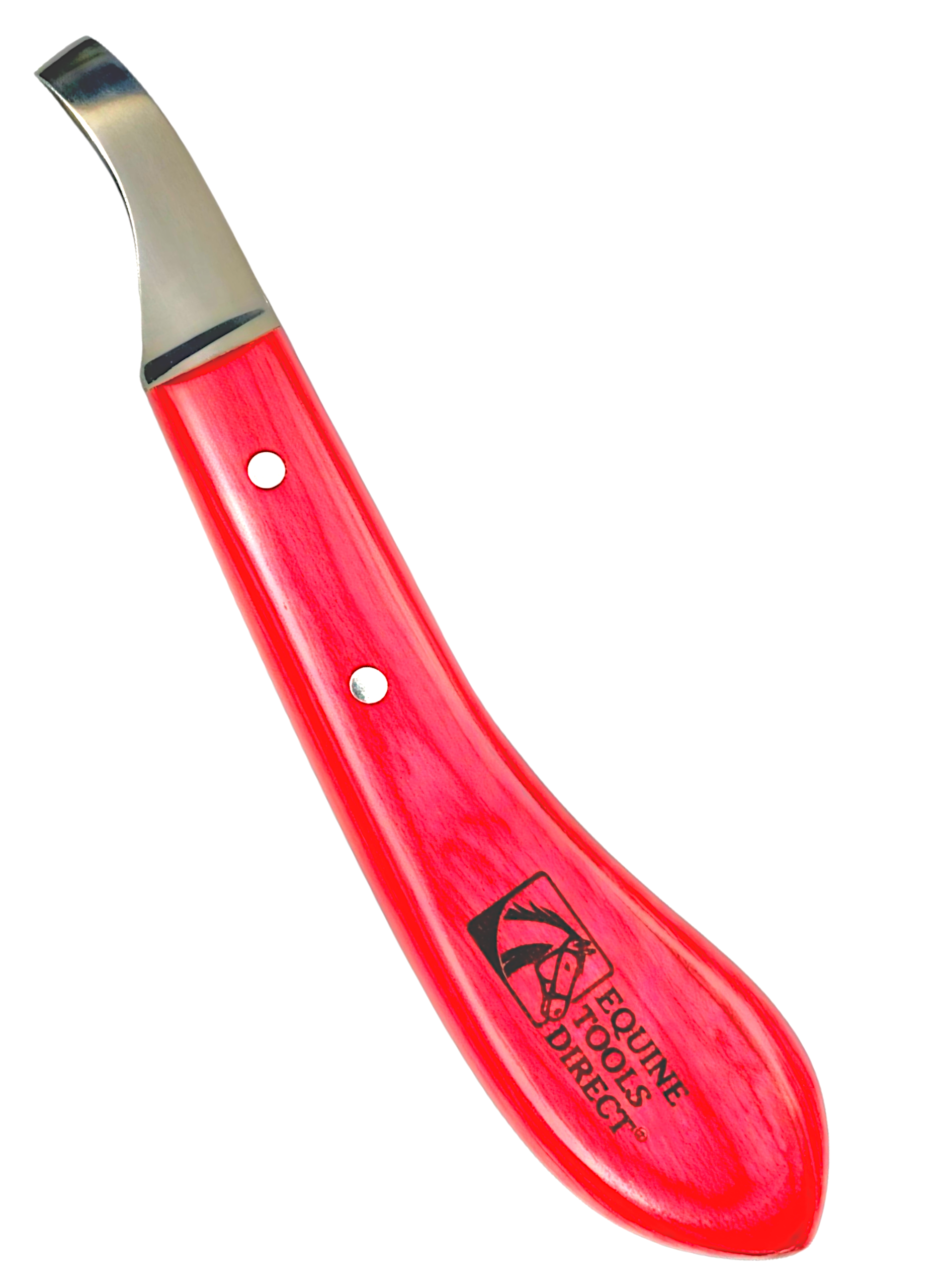 Right-hand loop hoof knife by Equine Tools Direct with red ergonomic handle