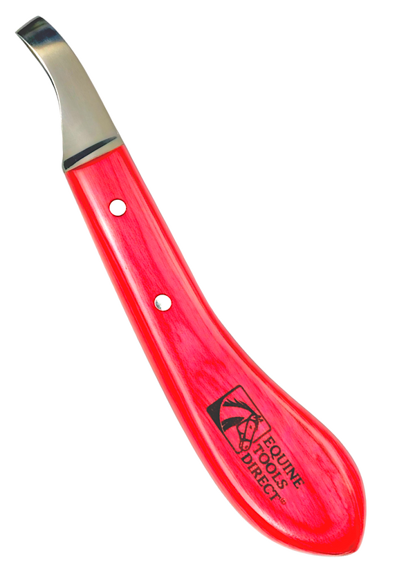 Equine Tools Direct Right-Hand Loop Hoof Knife – J2 420 Magnetic Stainless Steel, Ergonomic Non-Slip Red Handle, Professional Farrier Trimming Tool