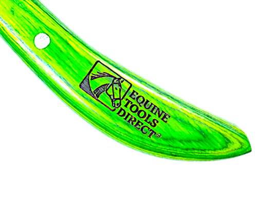 Ergonomic non-slip green handle of right-hand hoof knife