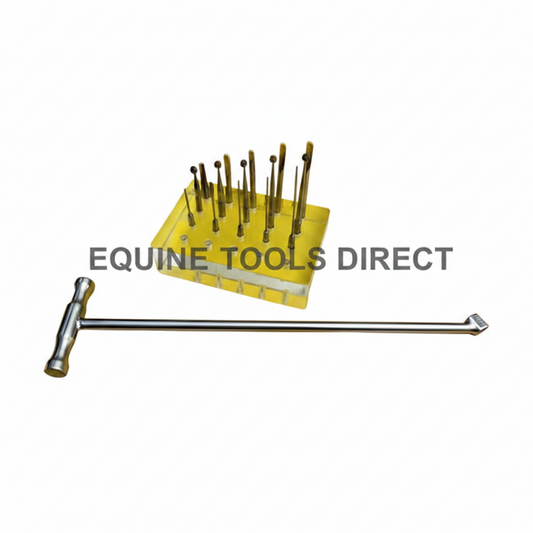 Extension equine dental picks set by Equine Tools Direct for professional veterinary dental cleaning procedures