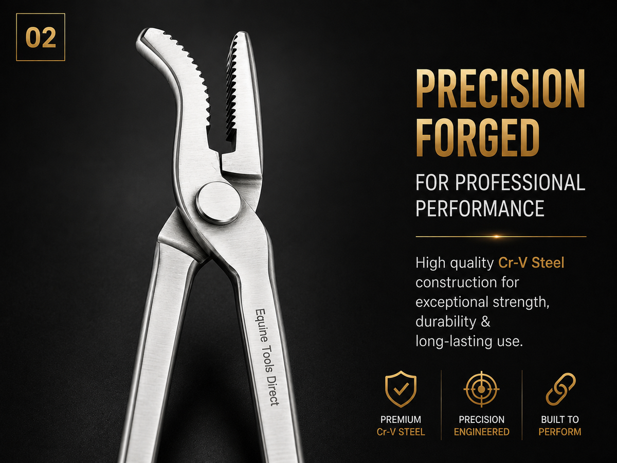 Precision forged chromium vanadium steel hoof clincher for professional farriers