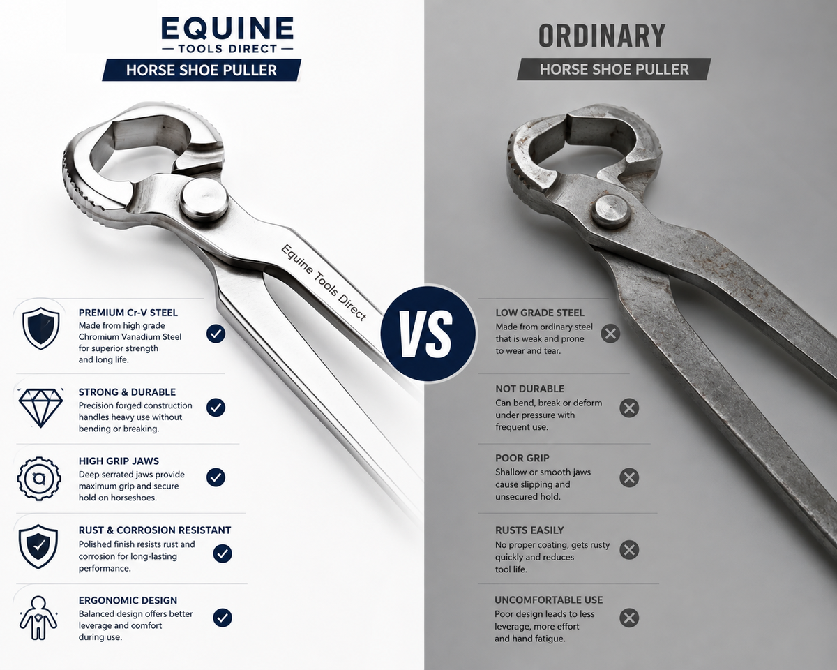 Comparison of Equine Tools Direct horseshoe puller versus ordinary shoe pullers