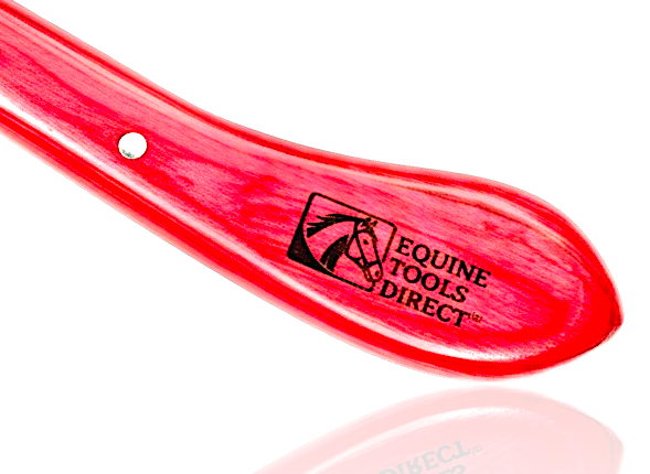Ergonomic non-slip red handle of professional farrier hoof knife