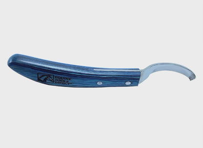 Equine Tools Direct Curved Hoof Knife – Left Hand | J2 420 Magnetic Stainless Steel | Ergonomic Blue Wood Handle | Professional Farrier & Horse Hoof Trimming Tool
